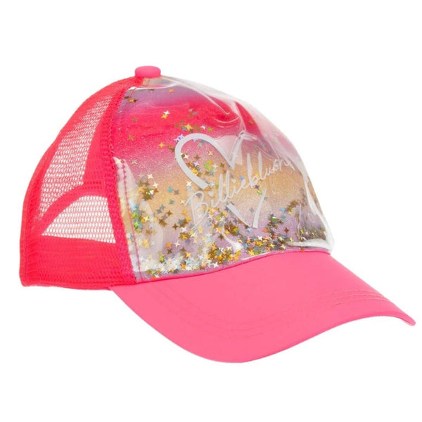 Girls Neon Pink Glitter Star Cap