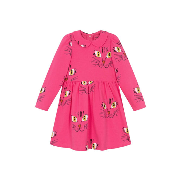 Girls Pink Organic Cotton Cat Dress