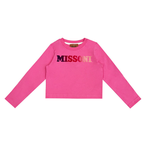 Girls Pink Logo-Print Long-Sleeve T-shirt