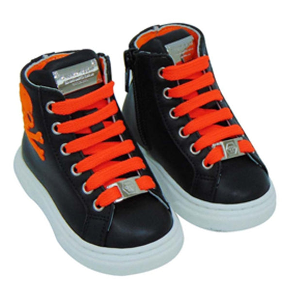 Boys Black Skull High‑Top Sneakers