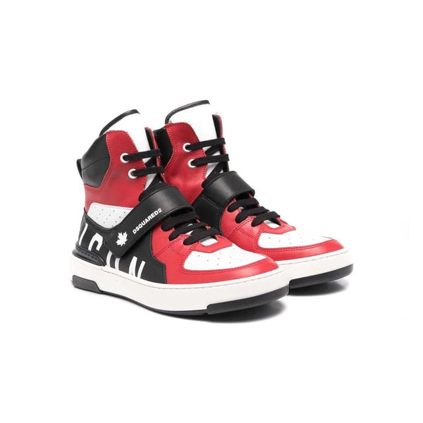 Boys Red Icon High‑Top Sneakers