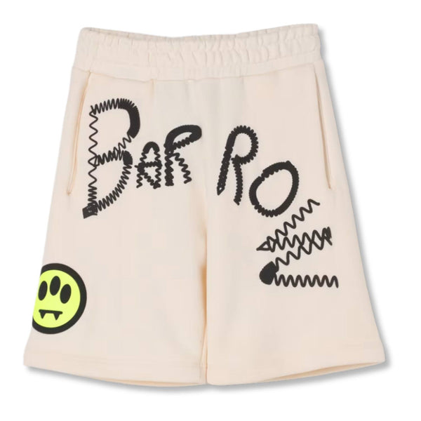 Boys Cream Logo-Print Cotton Shorts