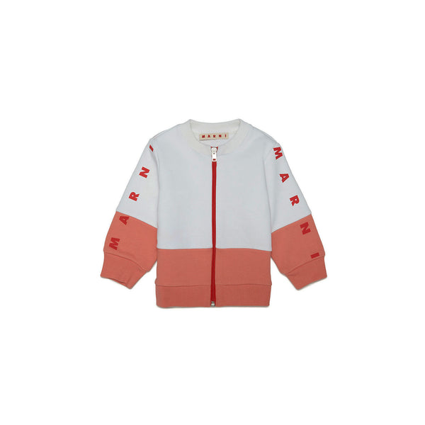 Kids White Cotton Jacket Colour Block Effect