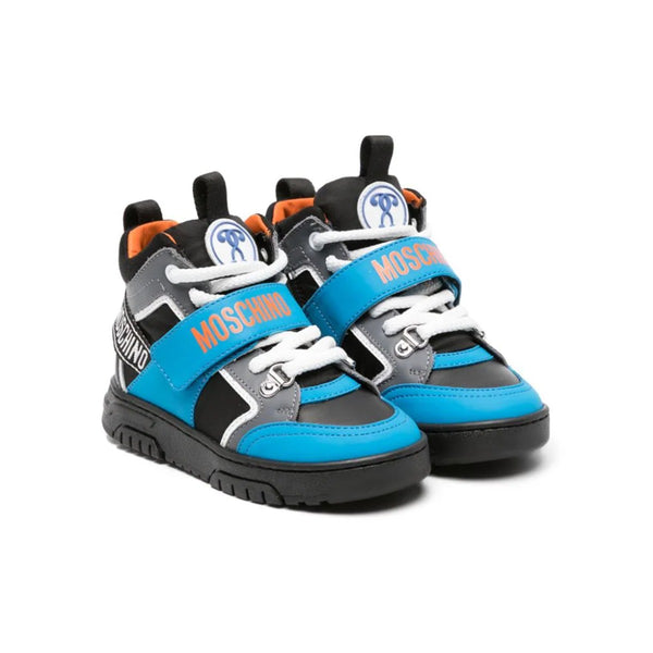 Boys Blue Logo-Print Panelled Sneakers