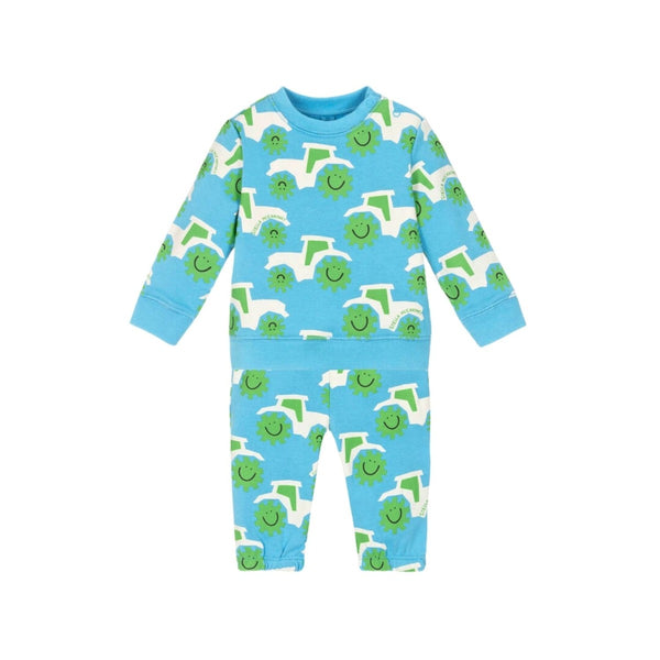 Baby Boys Blue Cotton Tractor Tracksuit