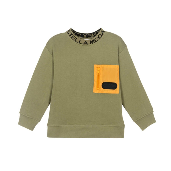 Boys Green Cotton Pocket Sweatshirt