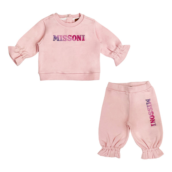 Baby Girls Pink Logo-Print Tracksuit