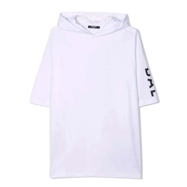 Boys Logo Print Hoodie White T-shirt