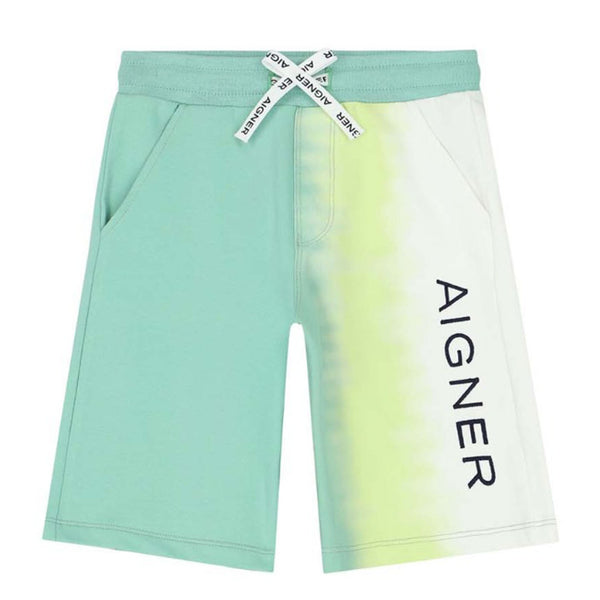 Boys Green Ombre Logo Shorts