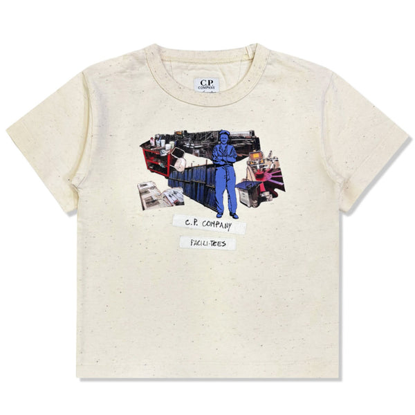 Boys Cream Graphic Logo-Print T-shirt