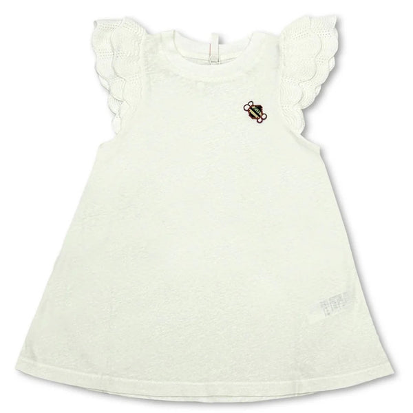 Girls White Frill Sleeve Dress