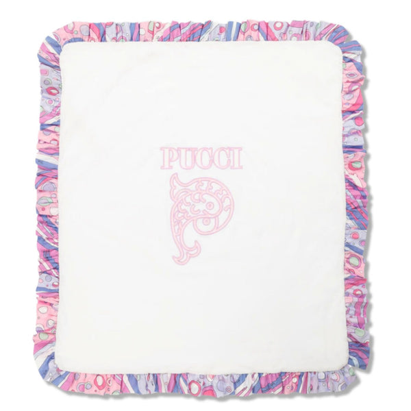 Baby Unisex White & Pink Fontane Blanket (90cm)