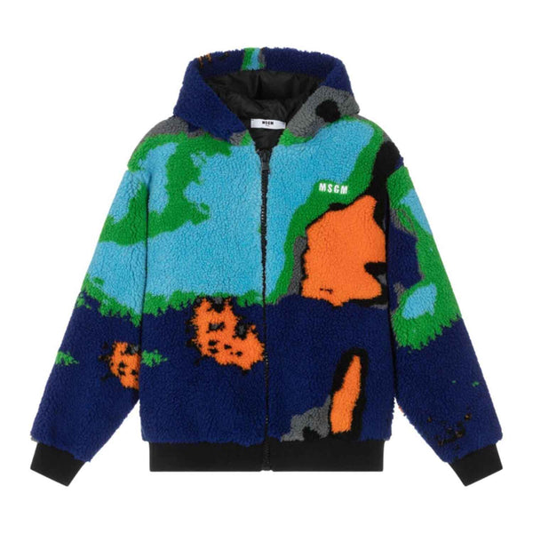 Boys Blue & Green Fleece Zip-Up Jacket