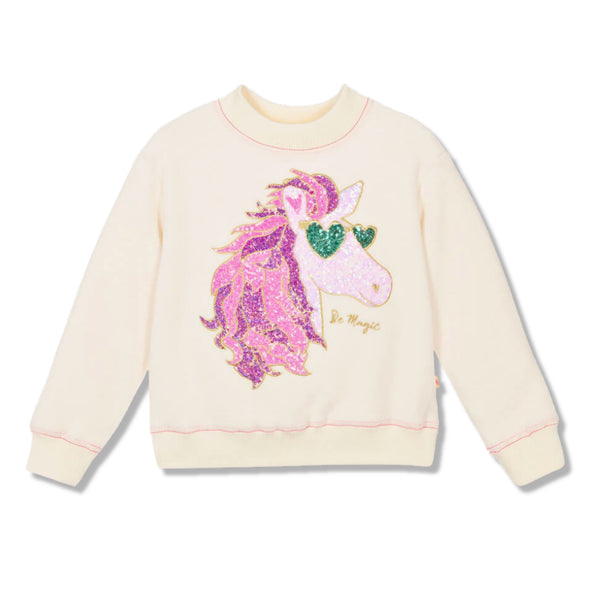 Girls Ivory Fleece Unicorn Sweatshirt
