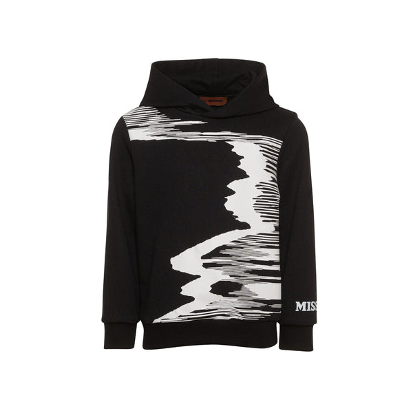 Boys Black Zigzag-Edge Hoodie