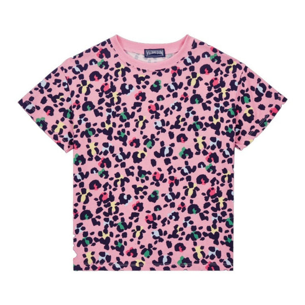 Girls Pink Printed Cotton T-Shirt