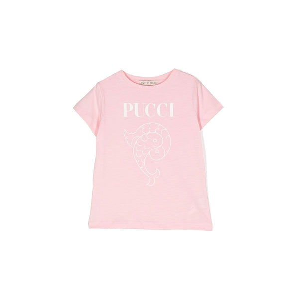 Girls Logo Fish Print Cotton T-shirt