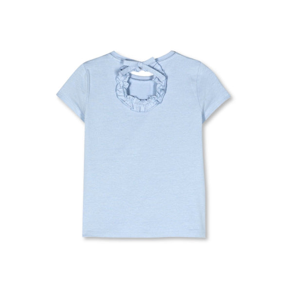 Girls Blue Crystal-Logo Cotton T-shirt