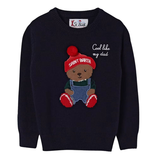 Boys Blue Knitted Logo-Print Sweatshirts