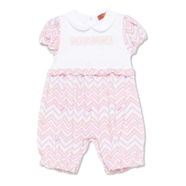 Baby Girls Pink Zigzag-Print Romper