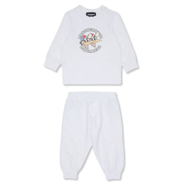 Baby Unisex White Logo-Print Tracksuit