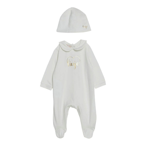 Baby Girls Cotton Logo Romper With Cap