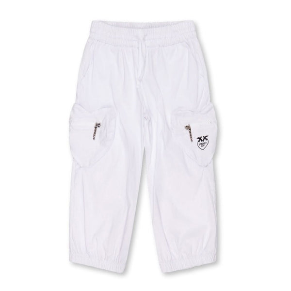 Girls White Heart Pocket Trouser