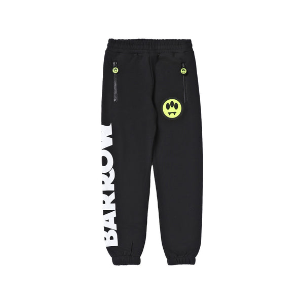 Kids Black Cotton Logo Print Track pant