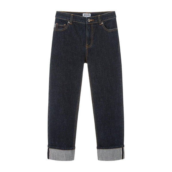 Kids Blue Denim Turn-Up Cuff Jeans