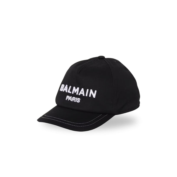 Kids Black Embroidered-Logo Cap