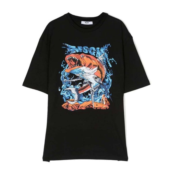 Boy Black Printed T-Shirt