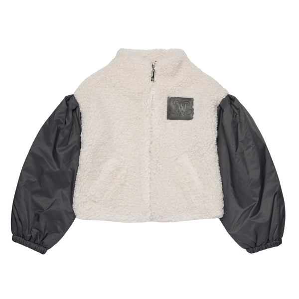 Girls White Bomber Logo-Print Jacket