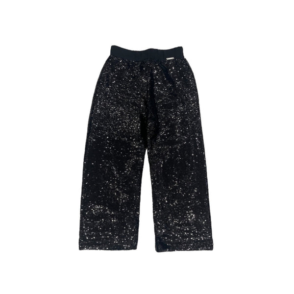 Girls Black Sequin Wide Leg Trousers