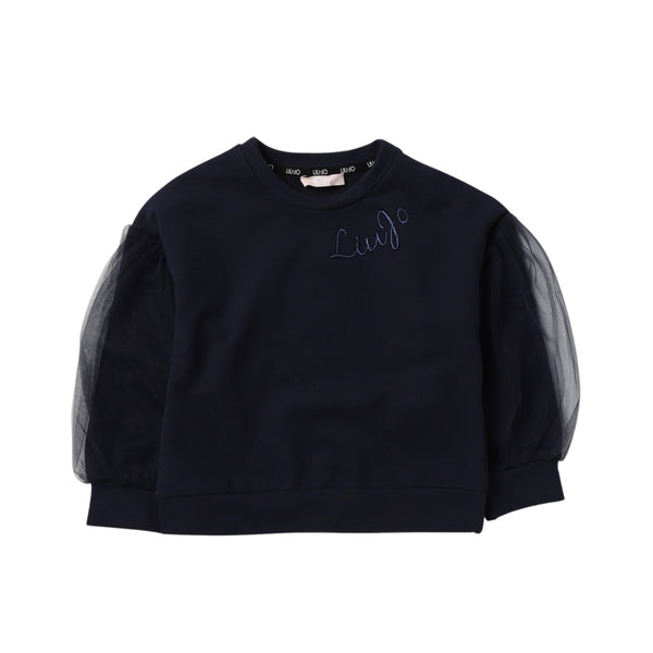 Girls Navy Blue Logo Print Sweatshirt