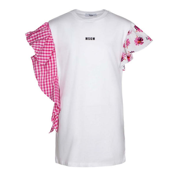 Girls White Cotton Ruffle Top