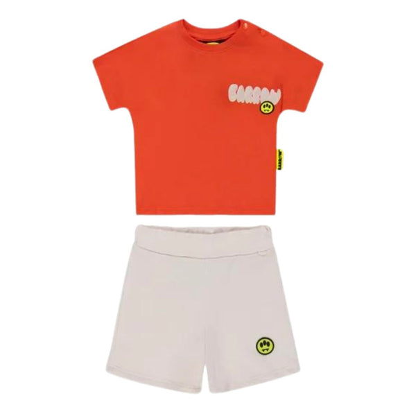 Baby Unisex Orange Logo-Print Shorts Set