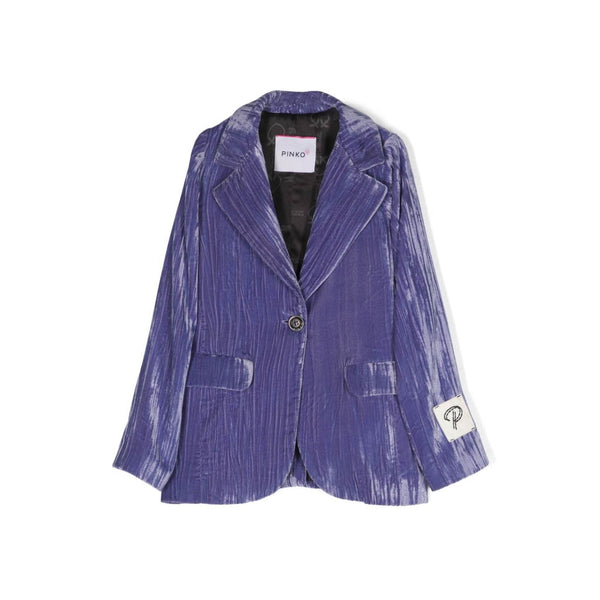 Girls Purple Logo-Patch Single-Breasted Blazer