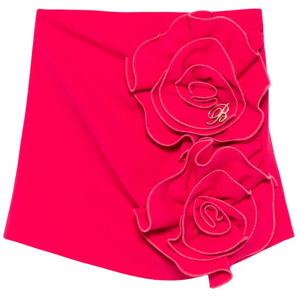 Girls Pink Floral-Applique Skirt
