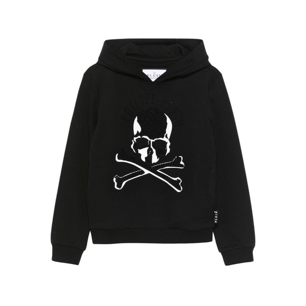 Unisex Black Rhinestone-Logo Hoodie