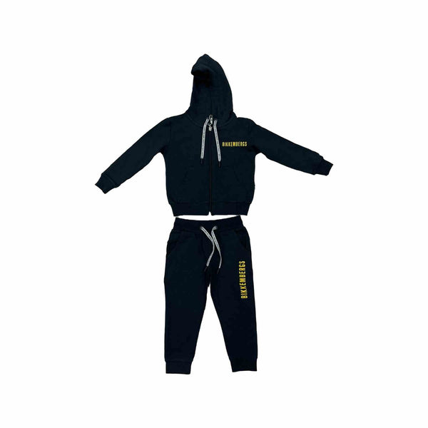 Boys Black Cotton Hoodie Tracksuit