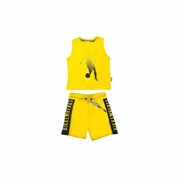 Boys Yellow Sleeveless Cotton Short Set