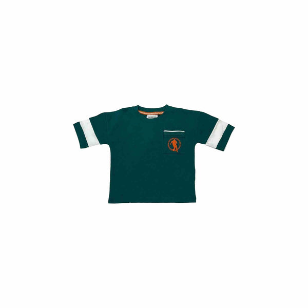 Boys Green Cotton Half Sleeves T-Shirt