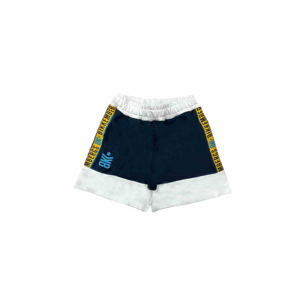 Boys White & Black Cotton Shorts