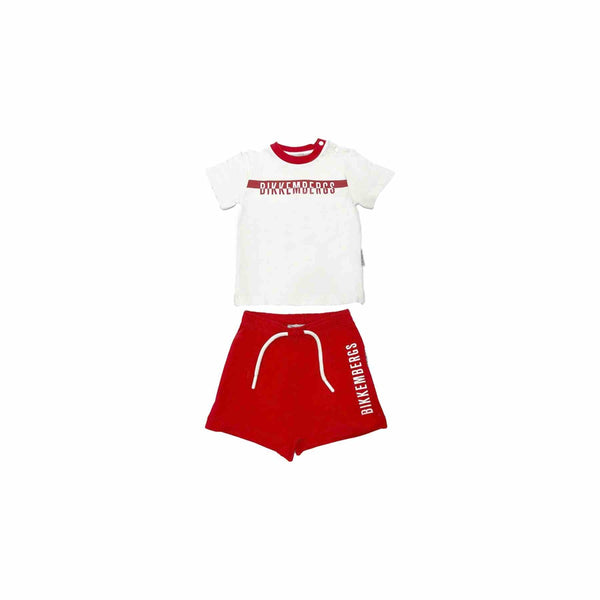 Baby Kids Red & White Cotton Short Set