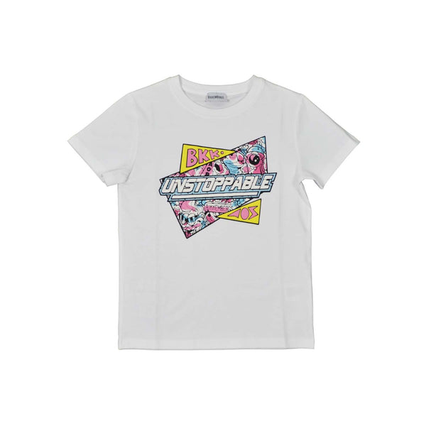 Boys White Graphic-Print Cotton T-Shirt