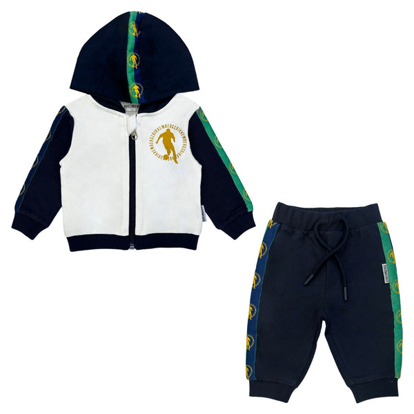 Baby Boys White & Blue Tracksuit