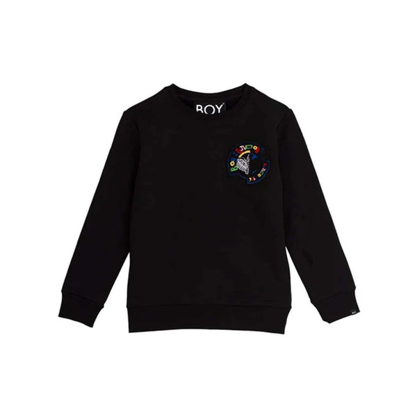 Boy Kids Badge Sweatshirt Black - Unisex