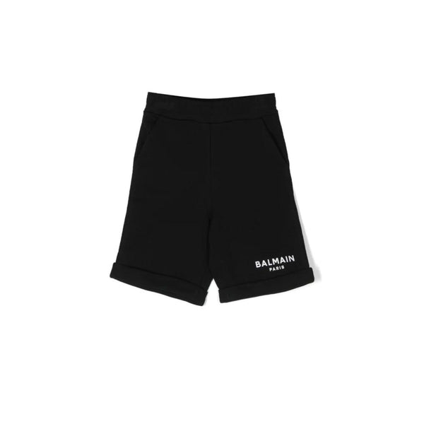 Boys Black Cotton Logo Shorts