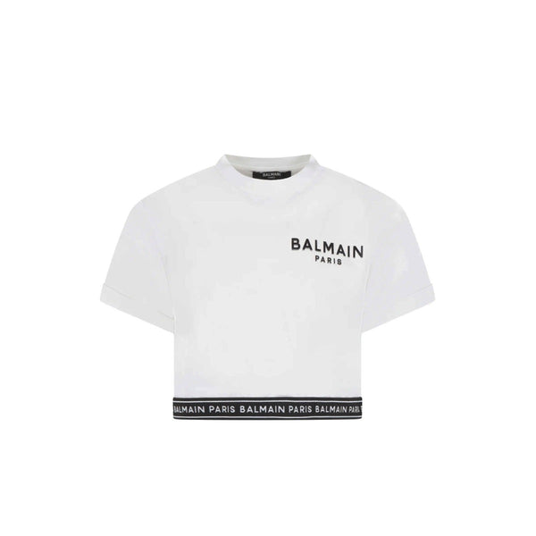 White Logo Print Top For Girls