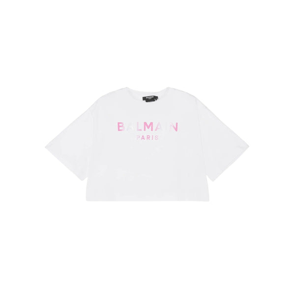 Girls White and Pink Logo T-Shirt